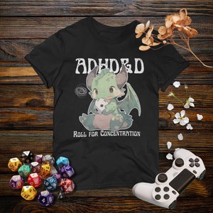 ADHD&D Dragon T-Shirt – Roll for Concentration, DND Gift