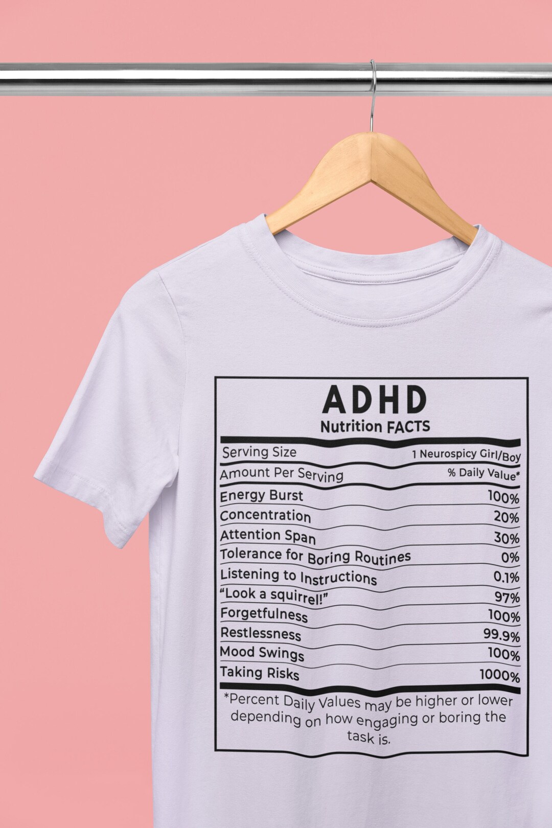 ADHD Funny Nutrifacts T-shirt - Adhd Nutrition Facts - Adhd T-shirt ...