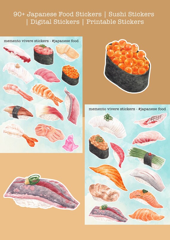 300x Sushi Fish Food Stickers Scrapbooking Laptop Decals, Japanese