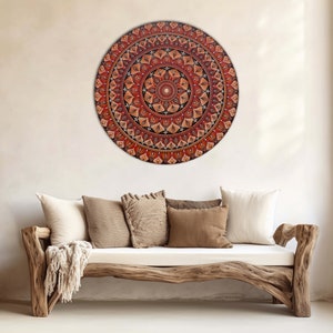 36" Hand-Painted Wooden Wall Hanging | Dot Art Mandala | Boho Decor