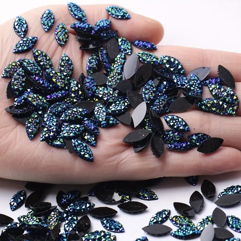Iridescent Rhinestone 100pcs Studded Iridescent Flatback Horse Eye Rhinestones for Mandala ...