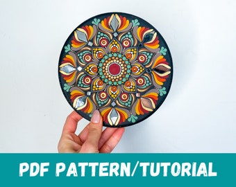 Digitale download PDF-patroonhandleiding | Puntkunst | Stip Mandala schilderij | Doordachte stippen