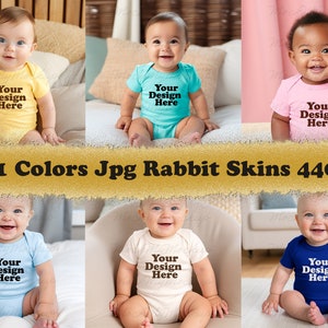 11 jpg Rabbit Skins 4400 Infant Baby Rib Bodysuit Mockup Bundle, Baby Bodysuit Mockup Bundle, Baby Mockup, 11 colors Baby Mockup