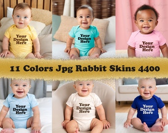 11 jpg Rabbit Skins 4400 Paquete de maqueta de traje de costilla para bebé, paquete de maqueta de traje de bebé, maqueta de bebé, maqueta de bebé de 11 colores