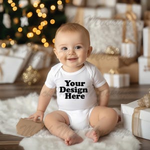 White Rabbit Skins 4424 Bodysuit Christmas Mockup Bodysuit mockup romper Christmas Mockup