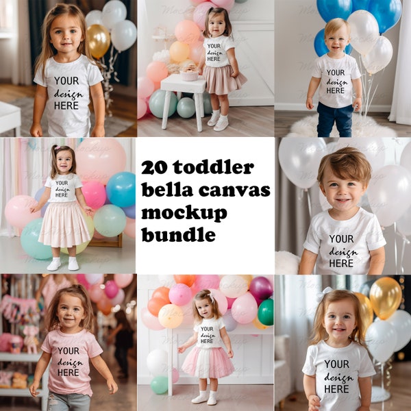 Ensemble de 20 Toddler Bella Canvas 3001 T-Shirt Model Mockup JPG Téléchargements numériques - Utilisation commerciale