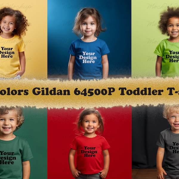 12 colors jpg Gildan 64500P Toddler T-shirt Mockup Bundle, Toddler Tshirt Mockup Bundle, Kids t-shirt Mockup, 12 colors toddler tee Mockup