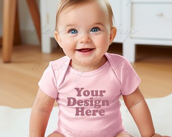 Pink Rabbit Skins 4424 Infant Fine Jersey Bodysuit Mockup Onesize Mockup Bodysuit mockup romper Infant Mockup
