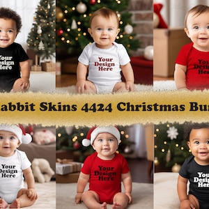 6 jpg Rabbit Skins 4424 Infant Fine Jersey Bodysuit Mockup Bundle, Baby Bodysuit Mockup Bundle, Baby Mockup, 6 Christmas Bodysuit Mockup