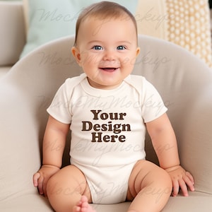 Natural Rabbit Skins 4400 Infant Baby Rib Bodysuit Mockup Onesize Mockup Bodysuit mockup romper Infant Mockup