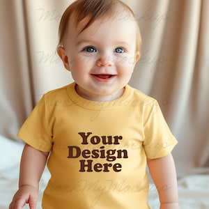 Butter Rabbit Skins 3322 Infant Fine Jersey Tee Mockup, Baby T-shirt Mockup, Butter T-shirt Infant