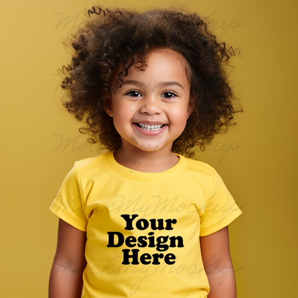 Yellow Bella Canvas 3001T Toddler Short Sleeve Tee Mockup Kids Tshirt Mockup, Yellow toddler tshirt mockup