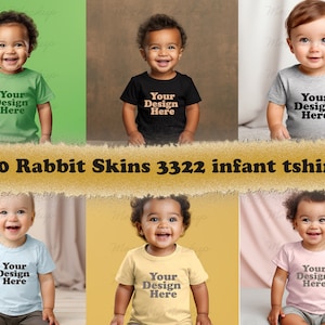 10 jpg Rabbit Skins 3322 Infant Fine Jersey Tee Mockup Bundle, Baby Tshirt Mockup Bundle, Baby Mockup, 10 colors Baby Mockup