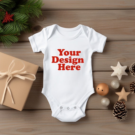 Christmas Rabbit Skins Baby Bodysuit Flatlay Mockup Onesize Mockup Bodysuit mockup romper Infant Mockup