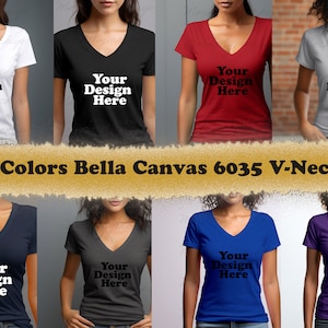 8 jpg Bella Canvas 6035 Damesshirt met korte mouwen en diepe V-hals T-shirt Mockup-bundel, V-hals T-shirt Mockup-bundel, T-shirt Mockup-bundel