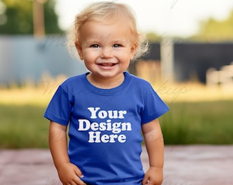 Royal Rabbit Skins 3321 Toddler's Fine Jersey Tee Mockup, Toddler T-shirt Mockup, Royal T-Shirt Toddler