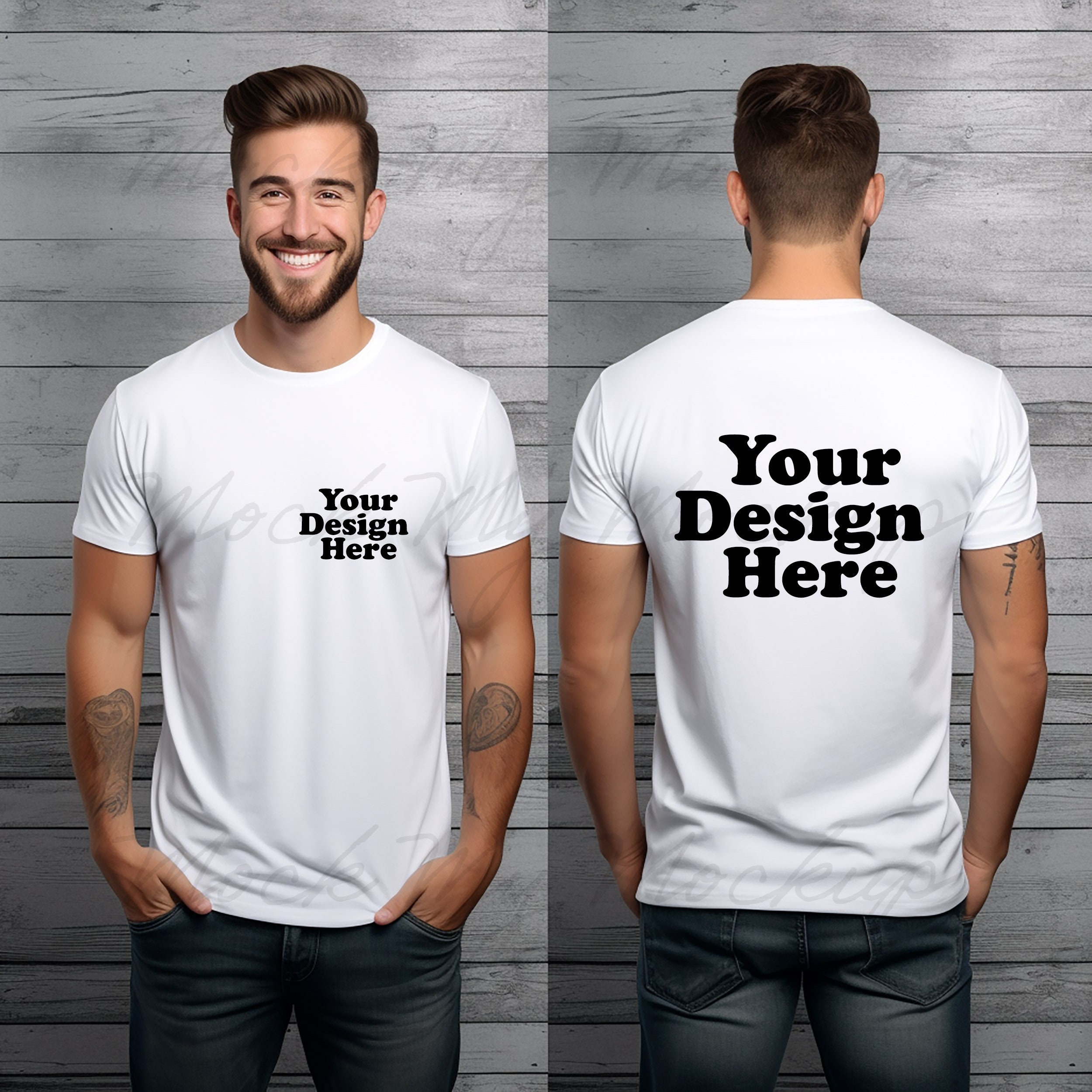 Vorder- und Rückseite White Bella Canvas 3001 Mockup, Rückseite Mockup, Vorderseite Rückseite Mockup, Rückseite T-Shirt Mockup