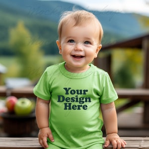 Apple Rabbit Skins 3322 Infant Fine Jersey Tee Mockup, Baby T-shirt Mockup, Apple T-shirt Infant