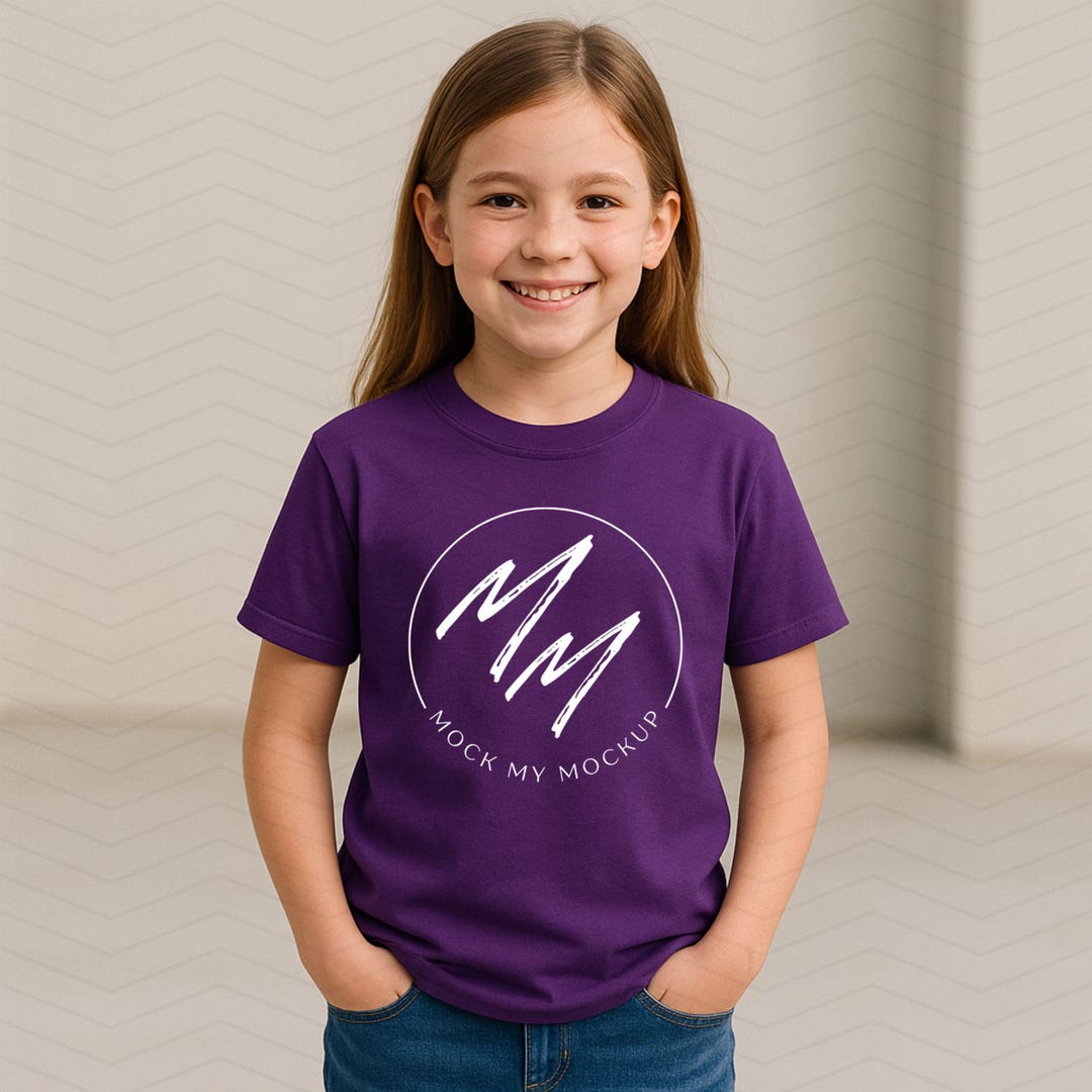 Purple Gildan 5000B Youth T-shirt Mockup, Flat Front Tee Mockup for ...