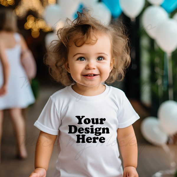 White Toddler Tshirt Mockup, 1st Birthday Tshirt Mockup, Baby shirt Mockup, Kids tshirt Mockup, Toddler Child Tee Mockup, JPG Download