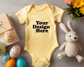 Butter Rabbit Skins 4424 Bodysuit Mockup Onesize Mockup Bodysuit mockup romper Easter Flatlay Mockup