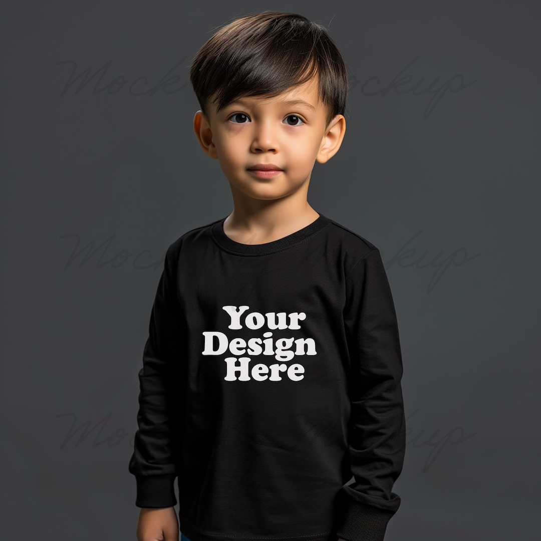 Black Rabbit Skins 3302 Toddler Long Sleeve Tee Mockup, Toddler Tshirt
