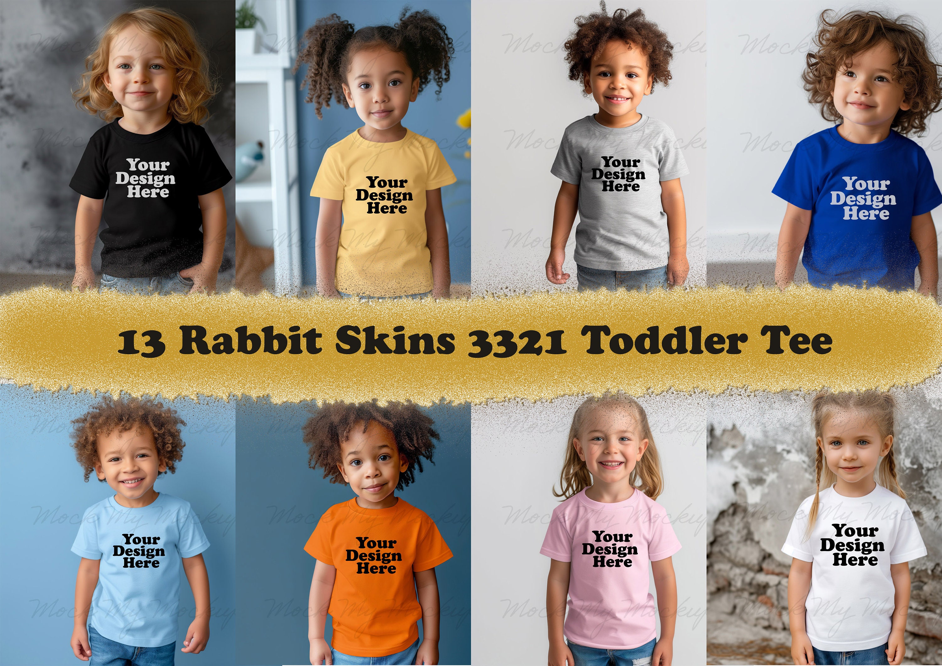 13 colors Rabbit Skins 3321 Toddler's Fine Jersey Tee Mockup Bundle, Kids Tshirt Mockup Bundle, Toddler Mockup, 13 colors Toddler Mockup
