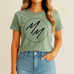 Sage Gildan 64000 Softstyle T-Shirt Mockup | Woman Wearing Sage Tee Shirt | Woman t-shirt mockup, Sage t-shirt mockup