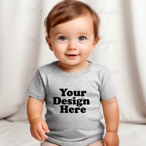 Heather Rabbit Skins 3322 Infant Fine Jersey Tee Mockup, Baby T-shirt Mockup, Heather T-shirt Infant