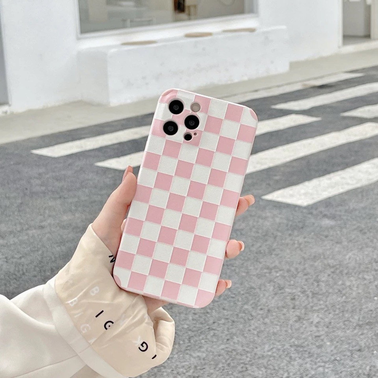 Pink and White Checkered Plaid Phone Case iPhone 12 Case Etsy