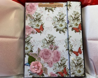 Handmade Floral Scrapbook Photo Album, Unique Birthday and Retirement Gift, Feminine Scrapbooking Craft, Gift for the Crafter, Ready to Use