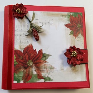 Klein premade rode kerst plakboek fotoalbum, uniek cadeau, handgemaakt kerst plakboek, vakantieherinneringen, familieaandenken