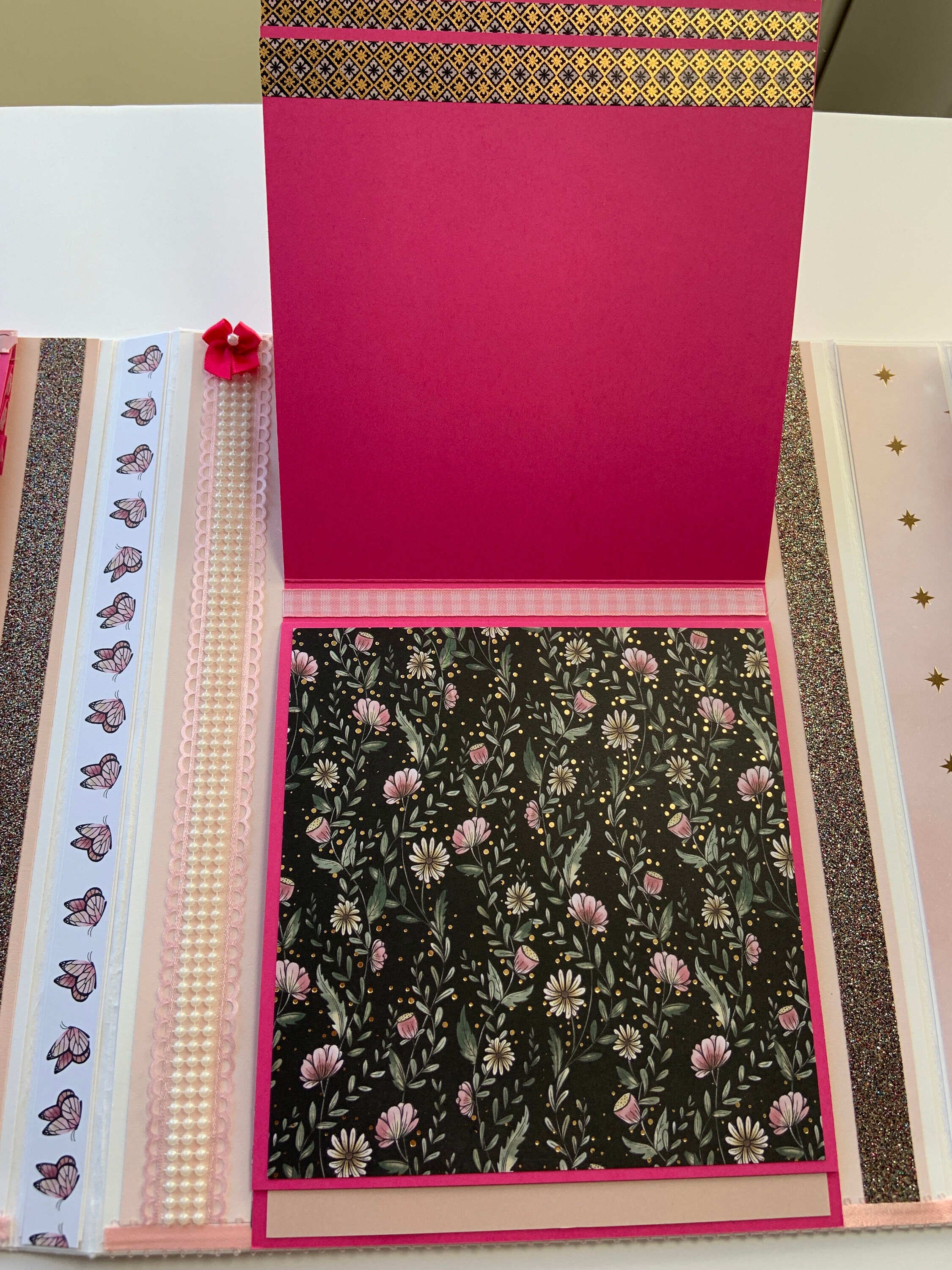 Premade Pink Floral Scrapbook Photo Album, Unique Birthday and