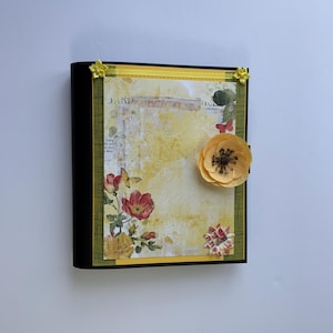 Álbum de fotos floral amarillo y verde hecho a mano, regalo de cumpleaños único y especial para ella, álbum de recortes prefabricado, regalo de jubilación