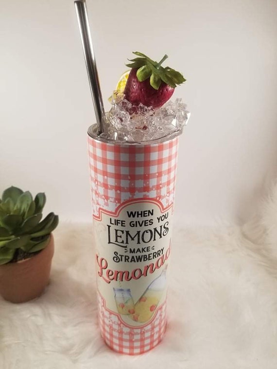 Custom Strawberry Lemonade Tumbler Etsy
