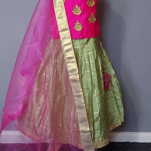 Pattu Lehenga Green