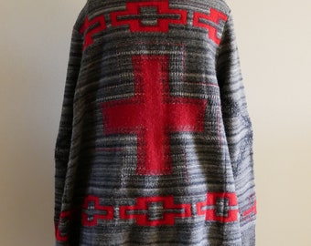 Vintage Ralph Lauren Sweater Cardigan Poncho Cape Shawl Wool Cashmere Indian Blanket Navajo Native American, Southwestern Aztec Tribal