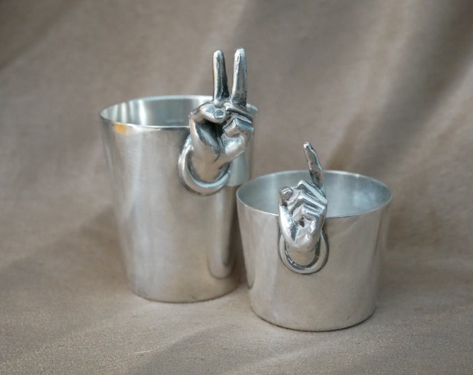 Antique Napier Finger Hands 1oz & 2oz Jiggers Silver Cocktail Server