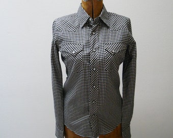 Camisa vintage Ralph Lauren estilo western con botones a presión, camisa de franela a cuadros, estilo vaquero, estilo leñador, estilo hipster.