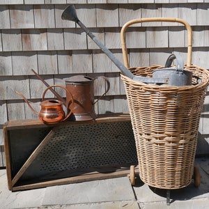 Antique European Grocery Basket, Garden, French, Italian, Farmhouse, Rattan, Bamboo, Farmhouse