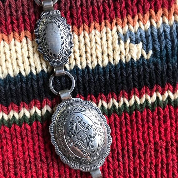 Antique Concho Belt Silver plate concha Link belt… - image 8