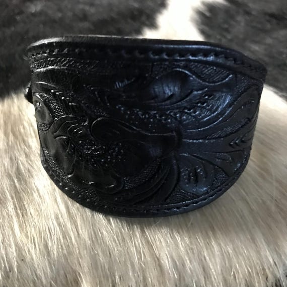 Vintage Ralph Lauren Leather Bracelet Tooled Leather Southwestern 