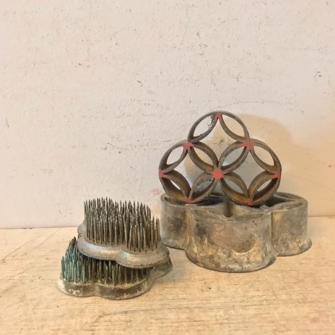 Antique Ikebana Flower Frog Iron Industrial Flower Frogs Etsy