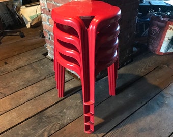 Ligne Roset French Stools French Stools Henry Massonnet Stamp Molded Plastic French Modernist