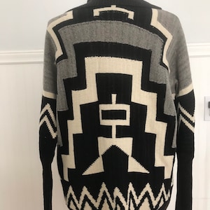 Ralph Lauren Sweater Hand knit Indian Blanket Tribal Shawl Poncho Wrap Cashmere Wool Silk Cape Blue Label