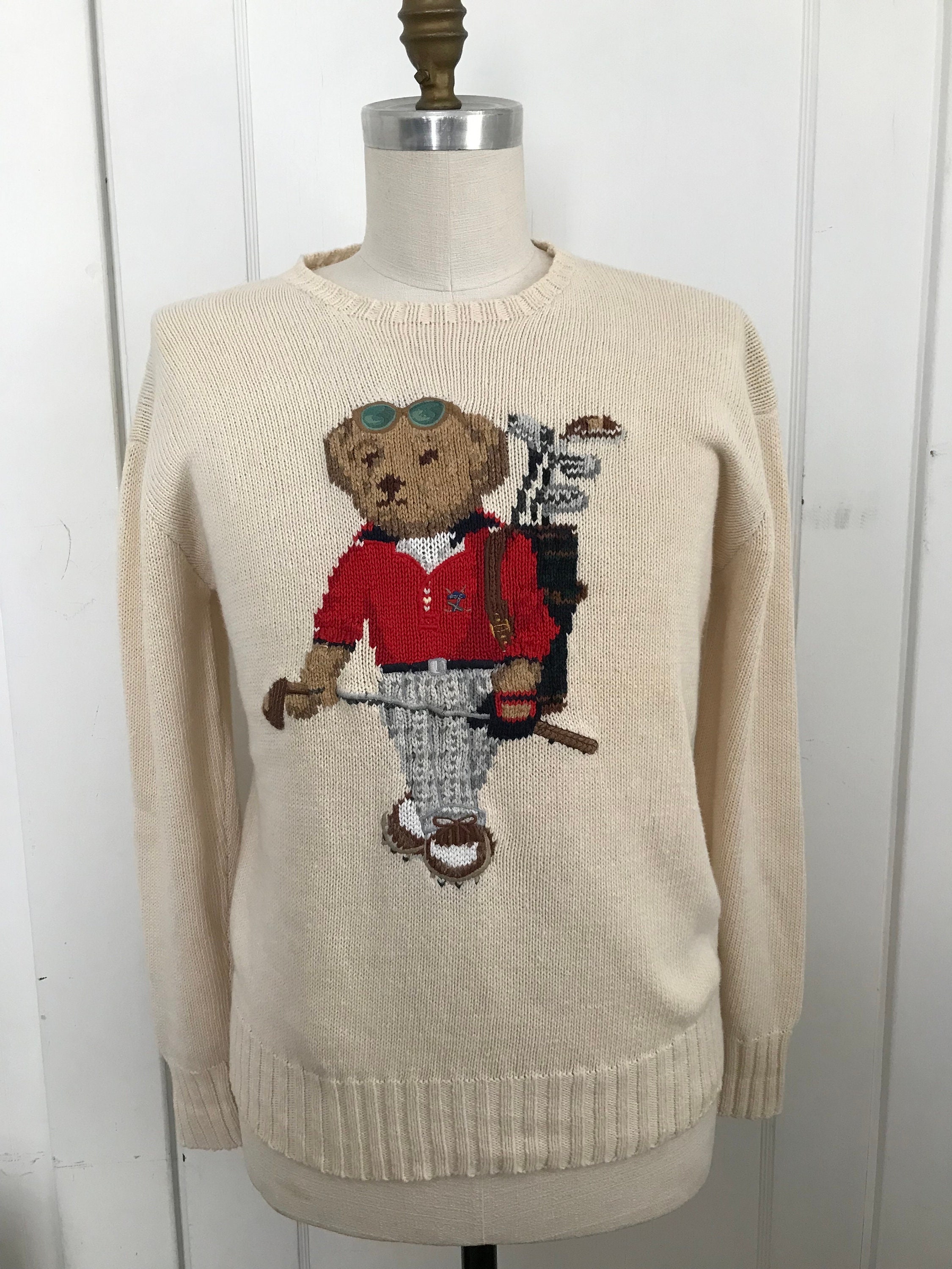 Vintage Ralph Lauren Polo Bear Sweater Golf Bear - Etsy
