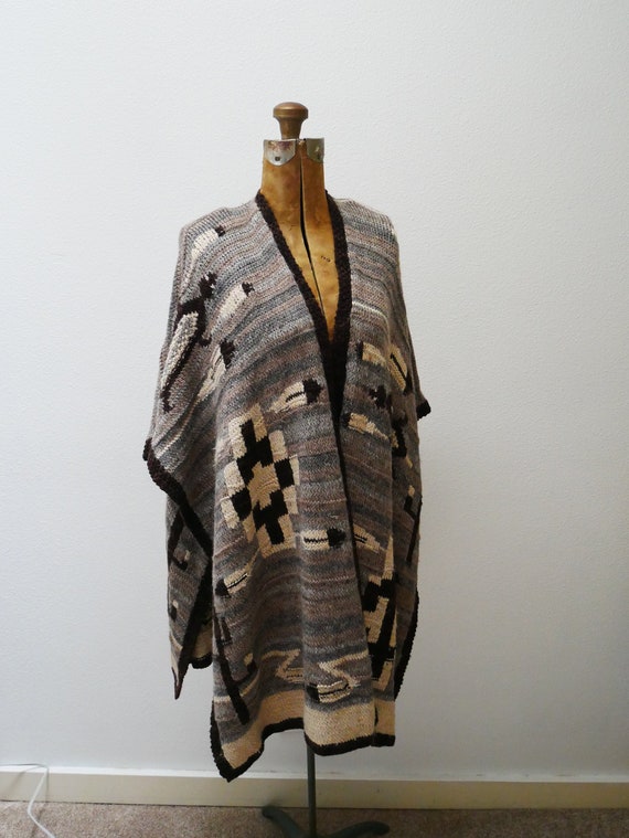 Ralph Lauren Hand knit Sweater Open Tribal Shawl P