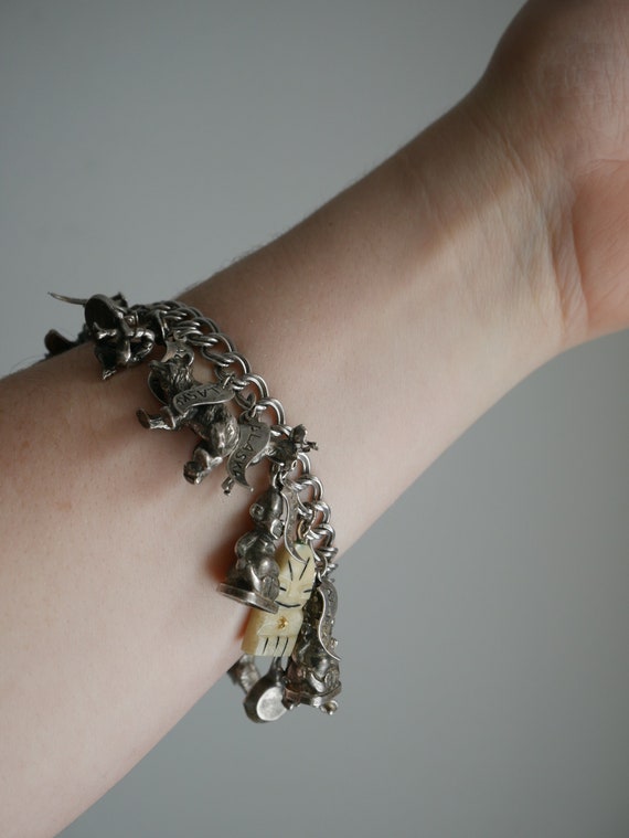 Vintage Charm Bracelet Sterling Silver Alaska Charm Bracelet Western