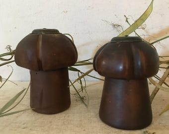 Antique French Wood Pepper Grinder Mill Salt Mushrooms Culinary Chef Kitchen Garden