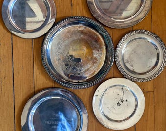 Vintage Silver Horse Trophies Dressage Trays Set Mid Century